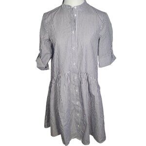 Madewell Striped Classic Lightweight Button-Front Tiered Shirt Dress Size XXS